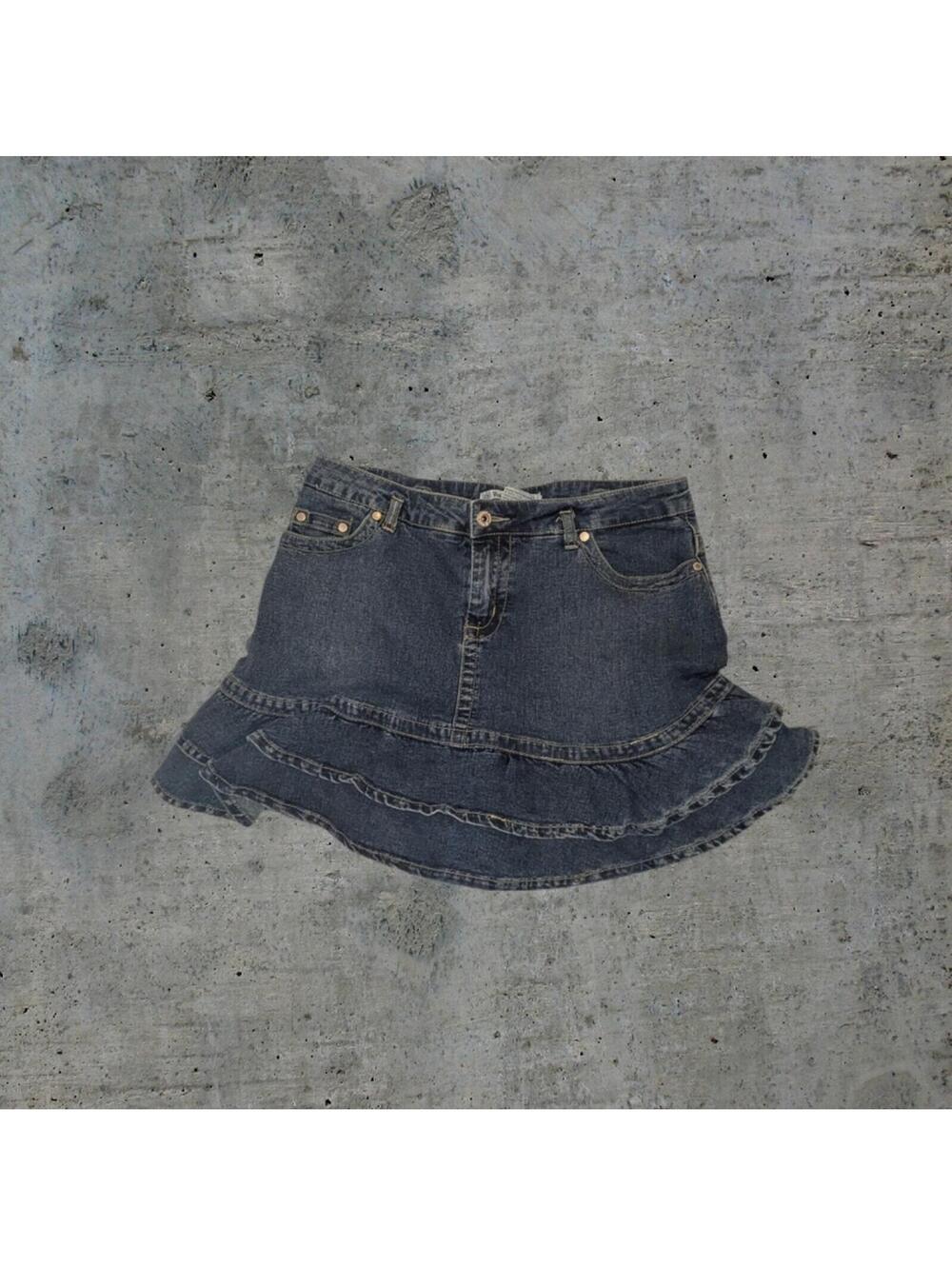 Y2K Denim Ruffle Skirt